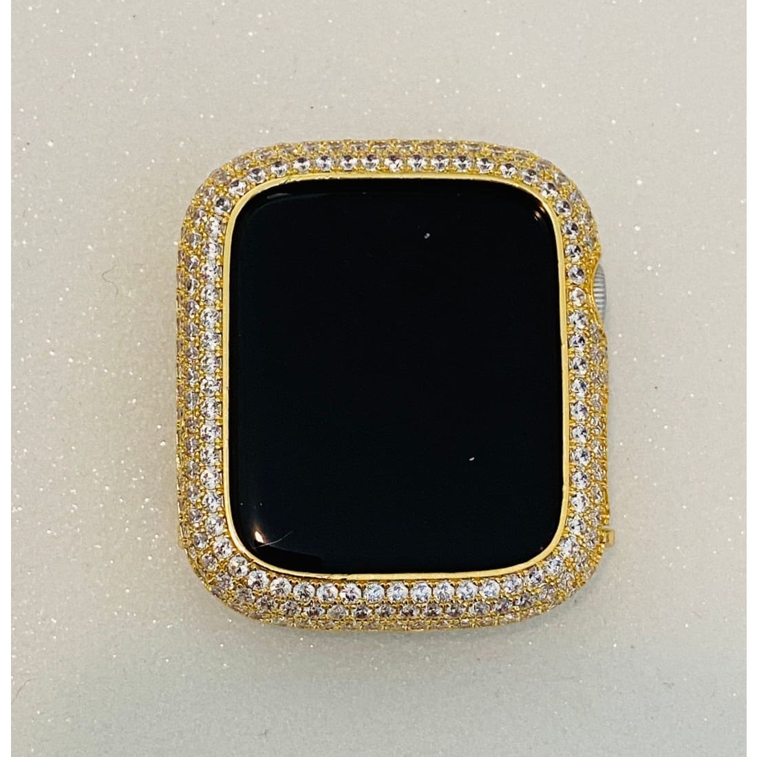 Series 7 Gold Apple Watch Bezel Cover Pave Lab Diamond Case Crystal Iwatch Band Bling Series 1,2,3,4,5,6,7 SE