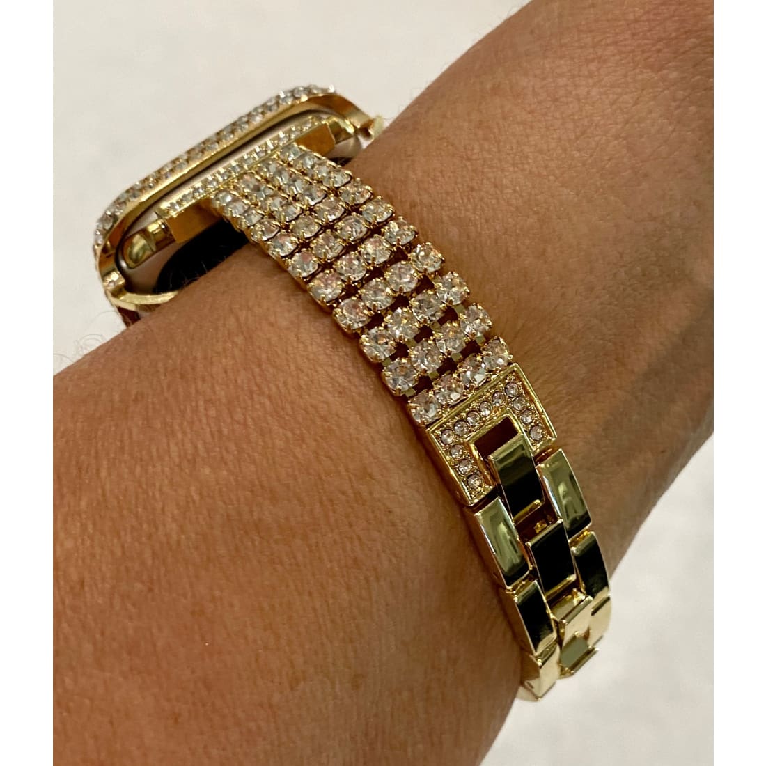 Series 8 Apple Watch Band 41mm 45mm Gold & or Swarovski Crystal Bezel Case Cover Bumper Bling