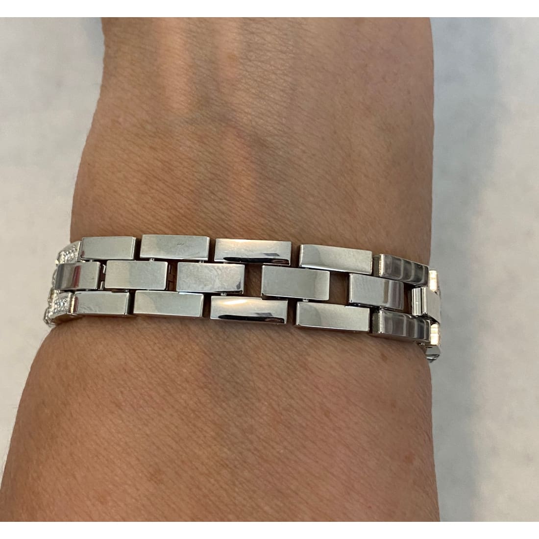 White Gold Apple Watch Band Women's & or Silver Pave Lab Diamond Bezel Cover for Iphone Watch