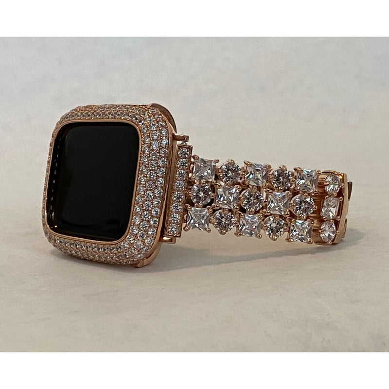 41mm 45mm 49mm Ultra Apple Watch Band Rose Gold Swarovski Crystals & or Lab Diamond Bezel Cover Smartwatch Bumper Bling 38mm-44mm - apple