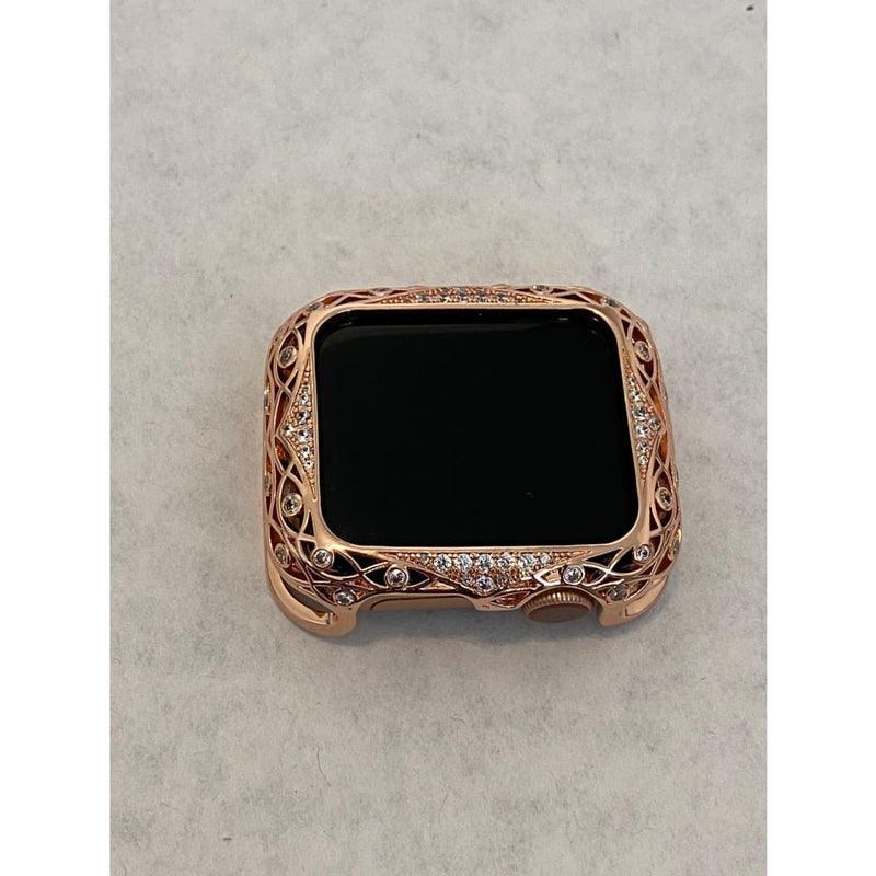41mm 45mm Rose Gold CZ Apple Watch Bezel Bumper Swarovski Crystals Smartwatch Case Cover Lace 38mm 40mm 42mm 44mm - apple watch, apple watch