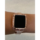 41mm 45mm Rose Gold CZ Apple Watch Bezel Bumper Swarovski Crystals Smartwatch Case Cover Lace 38mm 40mm 42mm 44mm - apple watch, apple watch