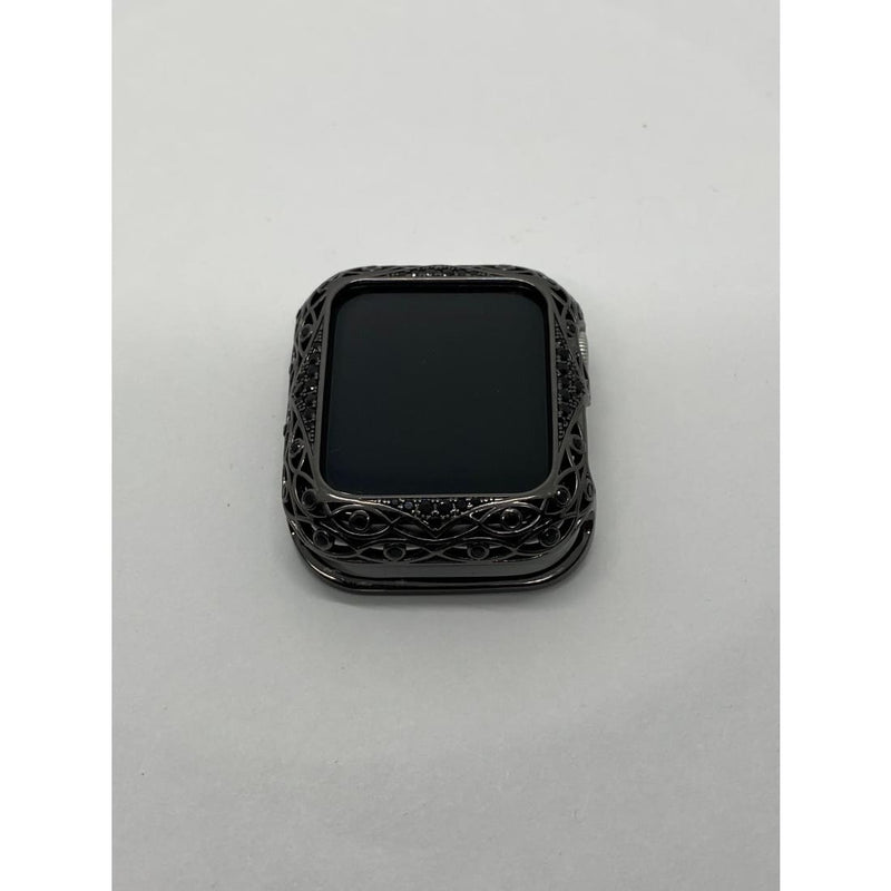 41mm 45mm Series 7-8 Apple Watch Bezel Cover Black on Black Smartwatch Bumper Swarovski Crystals Bling S 2-8 - 41mm apple watch, apple