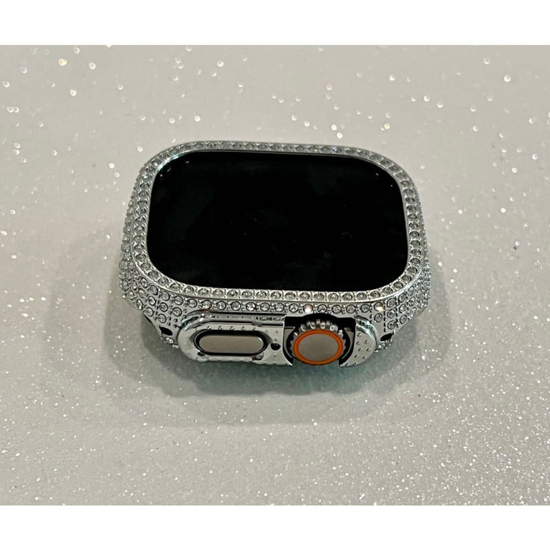 49mm Apple Watch Band Ultra Pave Swarovski Crystals & or Silver Apple Watch Cover Smartwatch Bumper Case Bling Series 8 - 49mm apple watch,
