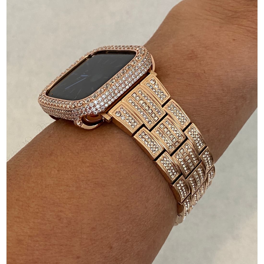 49mm Ultra Apple Watch Band 41mm 45mm Swarovski Crystals & or Rose Gold Lab Diamond Pave Bezel Cover 38mm-45mm Series 1-8 - 49mm apple