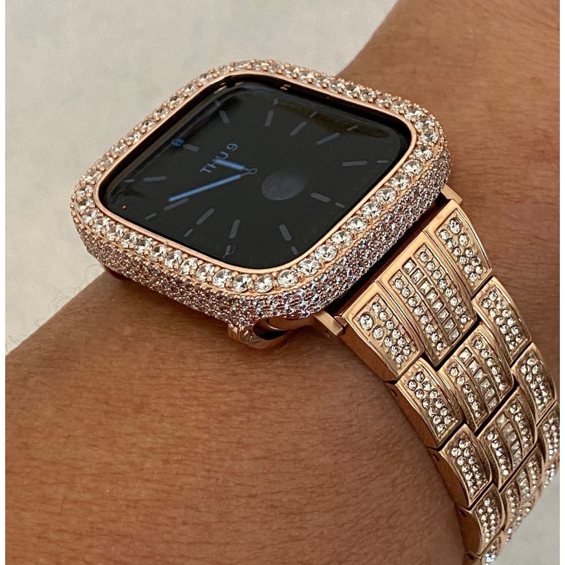 49mm Ultra Apple Watch Band 41mm 45mm Swarovski Crystals & or Rose Gold Lab Diamond Pave Bezel Cover 38mm-45mm Series 1-8 - 49mm apple
