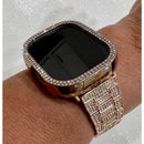 49mm Ultra Apple Watch Band Rose Gold Pave Swarovski Crystal Band 41mm 45mm & or Swarovski Crystal Bezel Cover Smartwatch Case Bling - 49