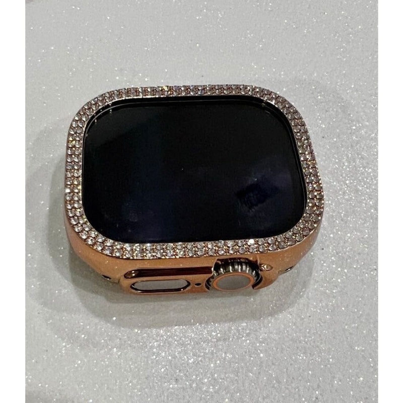 49mm Ultra Apple Watch Band Rose Gold Pave Swarovski Crystal Band 41mm 45mm & or Swarovski Crystal Bezel Cover Smartwatch Case Bling - 49