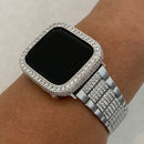 49mm Ultra Apple Watch Band Silver & or Apple Watch Cover Lab Diamond Bezel Smartwatch Bumper Bling 38mm-45mm Series 1-8 - 44mm apple watch,