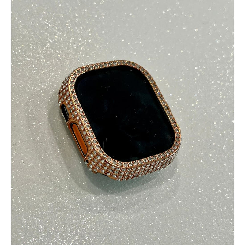 49mm Ultra Apple Watch Band Swarovski Crystals Rose Gold Chain Link Style & or Apple Watch Cover Smartwatch Bumper Iwatch Candy Bling - 49mm