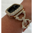 49mm Ultra Apple Watch Band Women Gold Swarovski Crystal Bracelet & or Apple Watch Cover Lab Diamond Bezel Case 38mm-45mm Iwatch Candy -