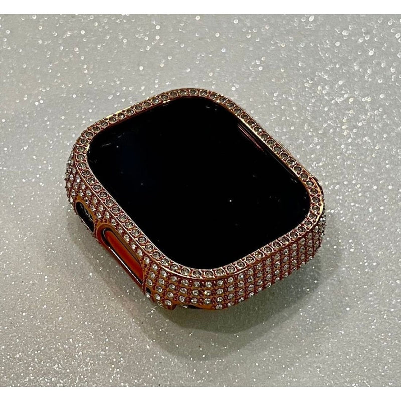 49mm Ultra Apple Watch Band Women Rose Gold Swarovski Crystals & or Apple Watch Bezel Cover Smartwatch Bumper Case Bling Series 8 - 45mm