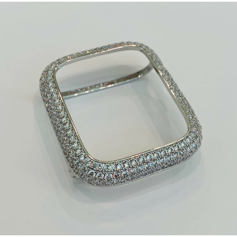 Apple Watch Band 41mm 45mm 49mm Ultra Silver Pave Swarovski Crystals & or Apple Watch Cover Case Smartwatch Bumper Bling 38mm-45mm S1-8 -