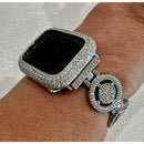 Apple Watch Band 41mm 45mm 49mm Ultra Silver Pave Swarovski Crystals & or Apple Watch Cover Case Smartwatch Bumper Bling 38mm-45mm S1-8 -