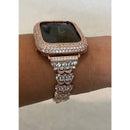 Apple Watch Band Rose Gold Swarovski Crystals & or Apple Watch Cover Lab Diamond Bezel Case Smartwatch Bumper Case 38-49mm Ultra - apple