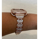 Apple Watch Band Rose Gold Swarovski Crystals & or Apple Watch Cover Lab Diamond Bezel Case Smartwatch Bumper Case 38-49mm Ultra - apple