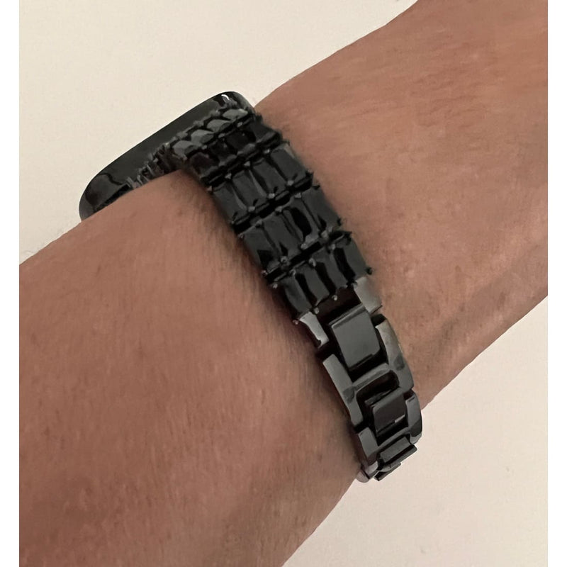 Apple Watch Band Women Designer Black Swarovski Crystals 38mm-45mm & or Apple Watch Cover Black Lab Diamond Bezel Iwatch Candy Case Bling -