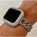 Apple Watch Band Women Designer Swarovski Crystal Silver Chain Style & or Apple Watch Cover Iwatch Bumper Iwatch Candy Bling 38mm-49mm Ultra