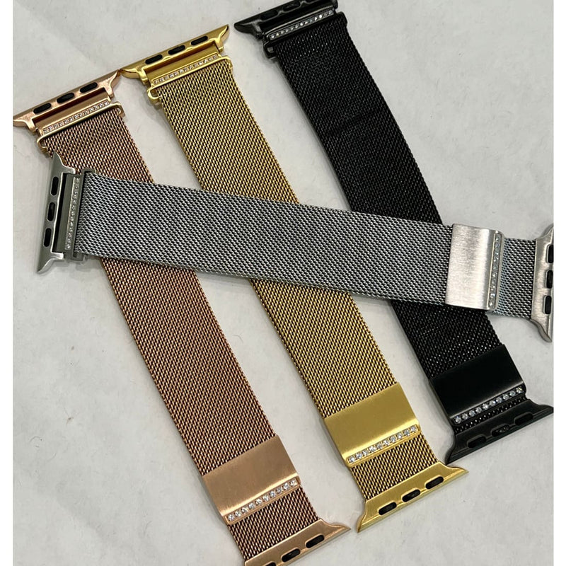 Apple Watch Band Women Milanese Loop Crystal Milanese Band Stainless Steel Choice of Colors Final Sale 38mm-45mm Series 1-7 SE - apple watch