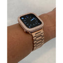 Apple Watch Band Women Rose Gold 49mm Ultra & or Apple Watch Cover Lab Diamond Bezel Case Smartwatch Bumper Bling 38mm-45mm - apple watch,