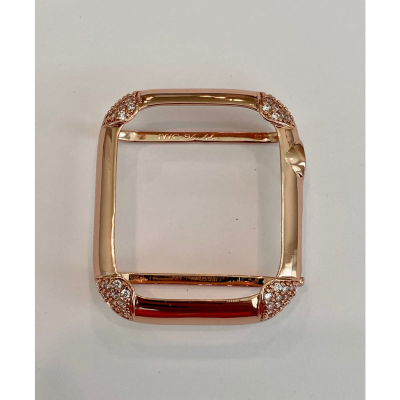 Apple Watch Bezel Cover 40mm 44mm Pave Lab Diamond Corners in Silver Rose Gold Yellow Gold Black on Black Final Sale - apple watch, apple