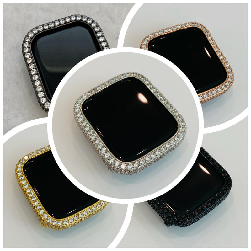 Apple Watch Cover Lab Diamond Bezel Case Smartwatch Bling 38mm 40mm 41mm 42mm 44mm 45mm 49mm Ultra Series 2-8 Silver Gold Rose Gold Black -