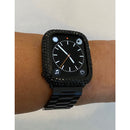 Black Apple Watch Band Rolex Style & or Apple Watch Cover Lab Diamond Bezel Case Smartwatch Bumper 38 40 41 42 44 45 49mm Ultra Bling - 44mm