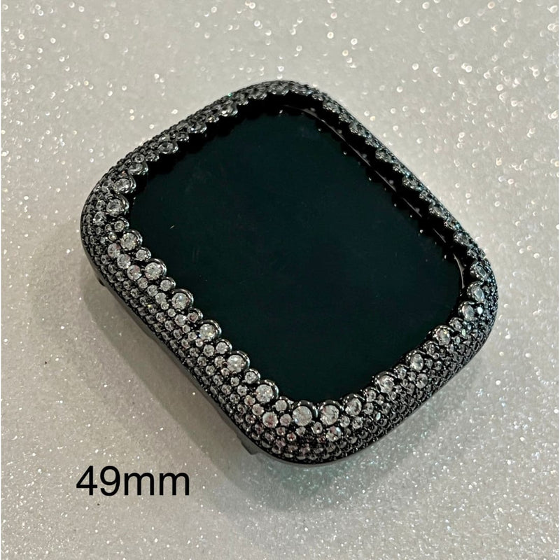 Black Apple Watch Bezel Cover 38mm 40mm 41mm 42mm 44mm 45mm 49mm Ultra Women Lab Diamond Iwatch Bumper Case Bling Series 1-8 SE - 40mm apple