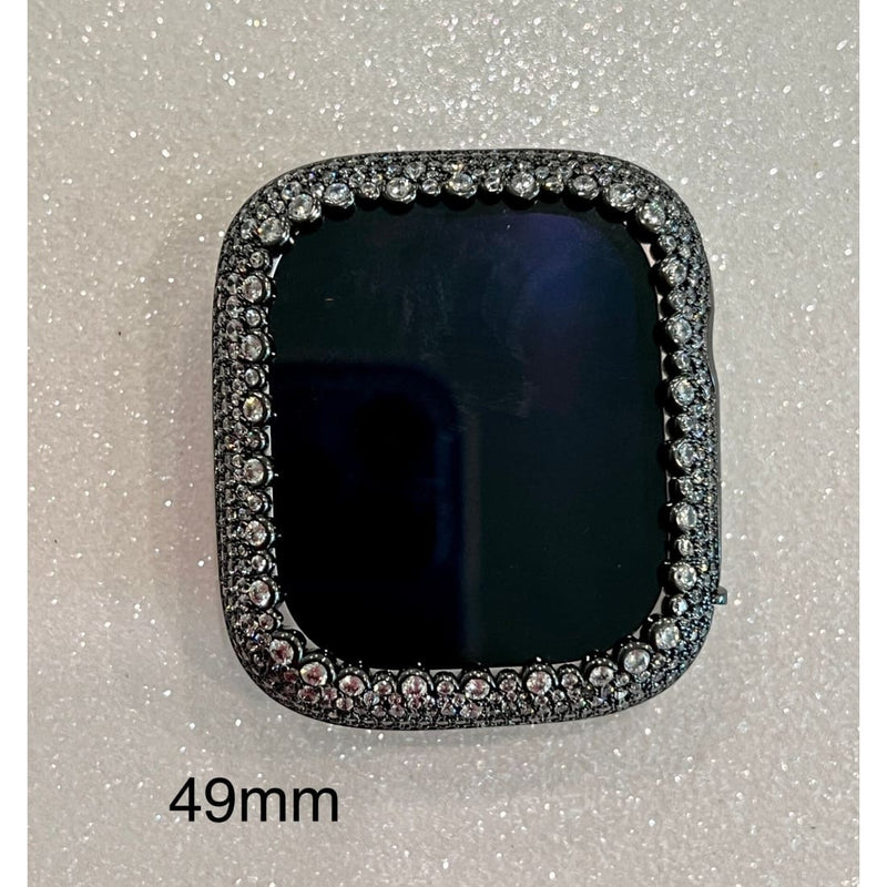 Black Apple Watch Bezel Cover 38mm 40mm 41mm 42mm 44mm 45mm 49mm Ultra Women Lab Diamond Iwatch Bumper Case Bling Series 1-8 SE - 40mm apple