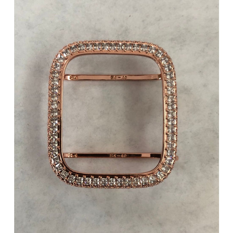 Bling Apple Watch Bezel Cover 40mm 44mm Rose Gold with Square & Pave 2.5mm Lab Diamonds Smartwatch Bumper Case Bling - apple watch, apple