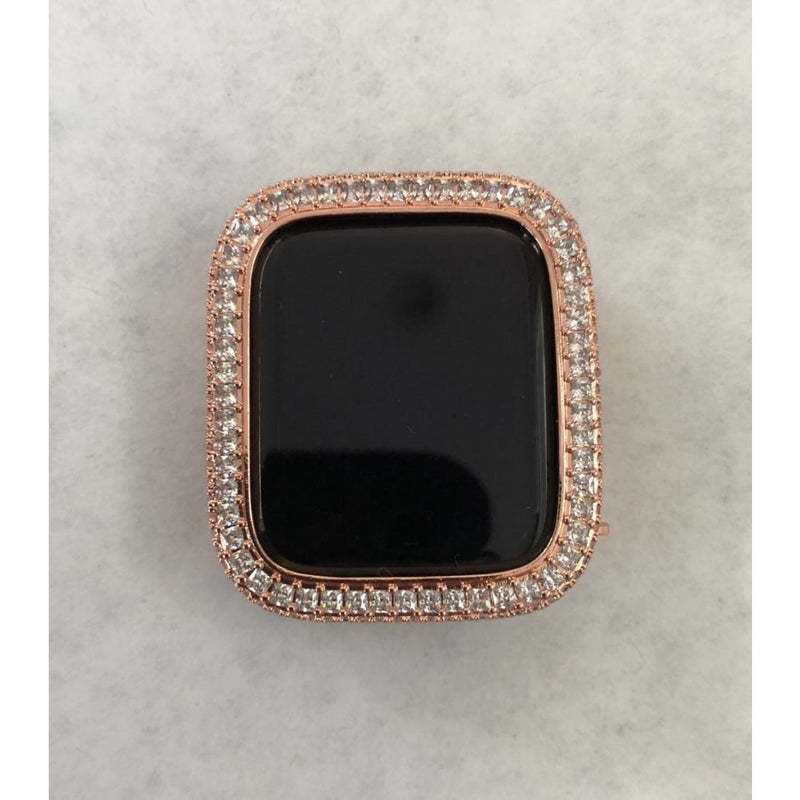 Bling Apple Watch Bezel Cover 40mm 44mm Rose Gold with Square & Pave 2.5mm Lab Diamonds Smartwatch Bumper Case Bling - apple watch, apple