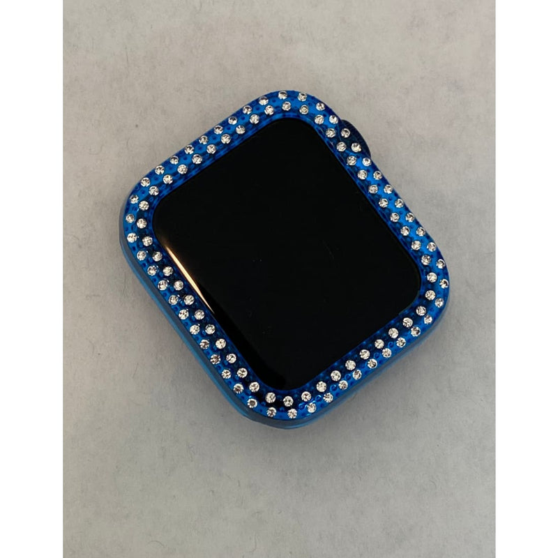 Blue Apple Watch Band Cover Bezel Iwatch Case Crystal Faceplate Series 6 SE pv bzl - apple watch, apple watch band, apple watch bling, apple