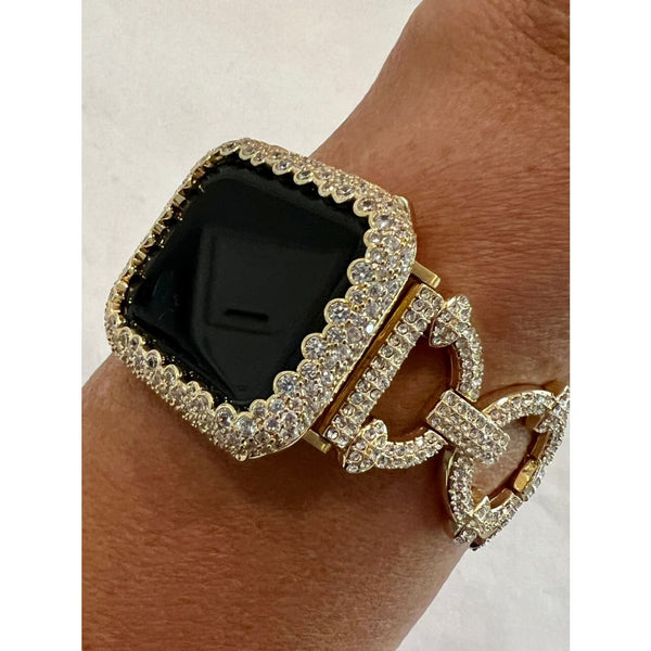 Crystal Pavé Gold Bracelet Smartwatch Band 38-49mm Stainless Steel & Pave Bracelet Smartwatch Band in Gold  main image 3