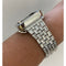 Custom Silver Apple Watch Band Swarovski Crystal Baguettes 38 40 41 42 44 45mm & or Baguette Lab Diamond Bezel Cover Series 2-8 SE - 40mm