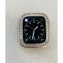 Custom Silver Apple Watch Band Swarovski Crystal Baguettes 38 40 41 42 44 45mm & or Baguette Lab Diamond Bezel Cover Series 2-8 SE - 40mm