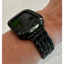 Designer Apple Watch Band Woman Baguette & Princess Cut Swarovski Crystals Black and or Bling Apple Watch Cover Lab Diamond Bezel 38mm-45mm