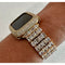 Designer Apple Watch Band Woman Baguette & Radiant Cut Swarovski Crystals Yellow Gold and or Apple Watch Cover Lab Diamond Bezel 38mm-49mm -