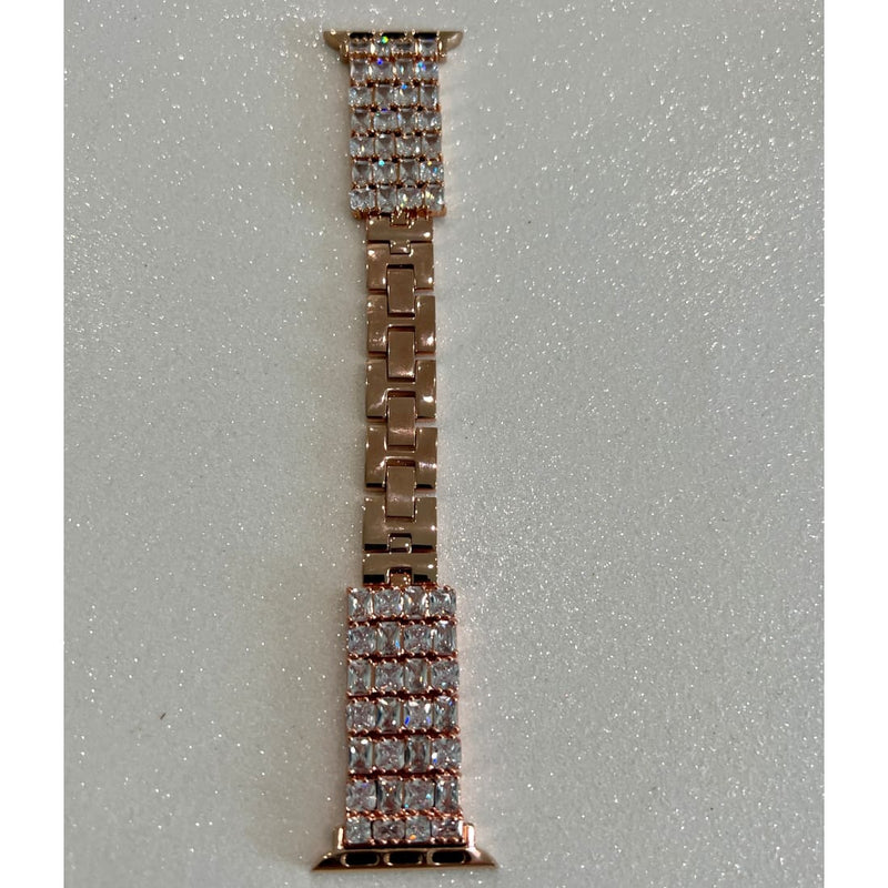 Designer Apple Watch Band Woman Baguette & Radiant Cut Swarovski Crystals Yellow Gold and or Apple Watch Cover Lab Diamond Bezel 38mm-49mm -