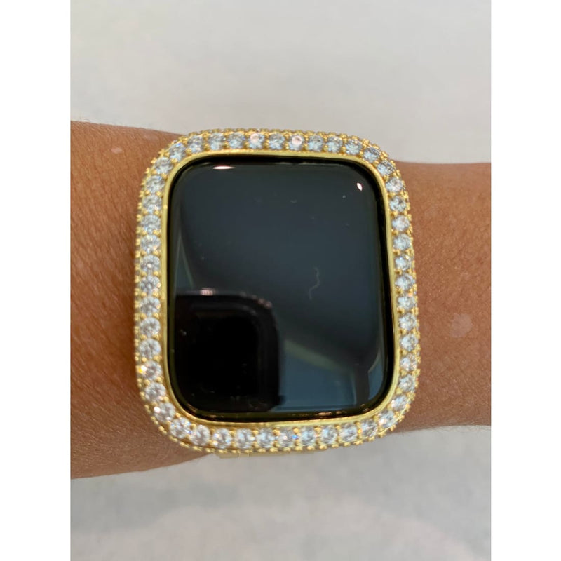 Gold Apple Watch Band 49mm Ultra Stainless Steel Ultra Thin & or Apple Watch Cover Lab Diamond Bezel Case Bling 38mm-45mm Series8 - apple