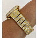 Gold Apple Watch Band Series 1-8 SE Swarovski Crystal 38mm 40mm 41mm 42mm 44mm 45mm & or Pave Lab Diamond Bezel Cover Bling for Smartwatch -