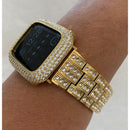 Gold Apple Watch Band Swarovski Crystals 49mm Ultra & or Apple Watch Cover Lab Diamond Bezel Case Smartwatch Bumper 38mm-45mm Bling - apple