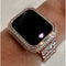 High End Designer Apple Watch Band Woman 40 41 44 45mm Rose Gold Baguette Swarovski Crystals & or Apple Watch Cover Lab Diamond Bezel Case -