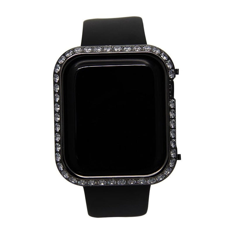 Iced Out Apple Watch Bezel Black Crystal Lab Diamond Cover Iwatch Bling Series 1,2,3,4,5 - 40mm, 44mm, apple watch, apple watch band, apple