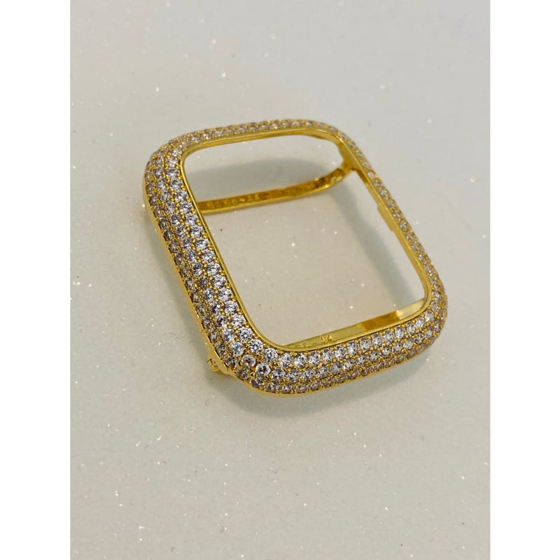 Iced Out Gold Apple Watch Bezel Cover Lab Diamonds Metal Iwatch Band Bling 38mm 40mm 41mm 42mm 44mm 45mm Series 7 - 41mm apple watch, 45mm