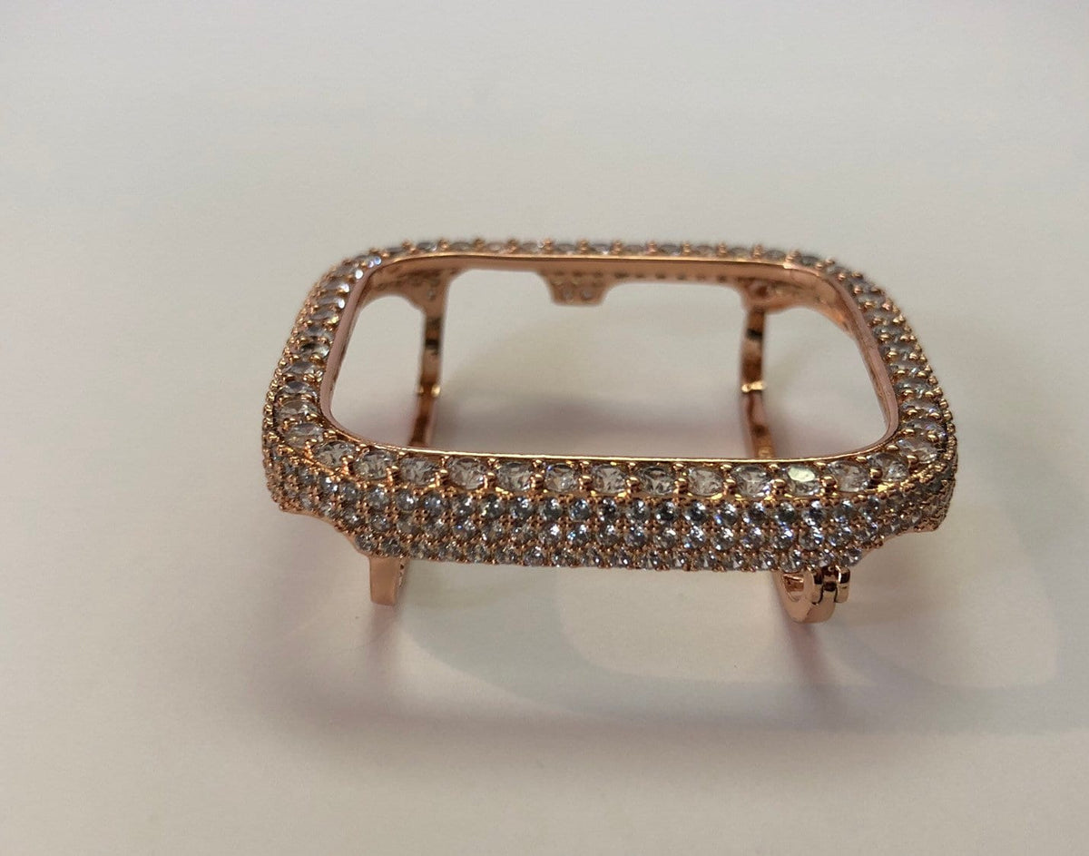 Series 10-11 Rose Gold Apple Watch Case 42mm 46mm, 2.5mm Lab Diamond Bezel, Iphone Watch Cover Iwatch Protective Cover 38mm-49mm Ultra