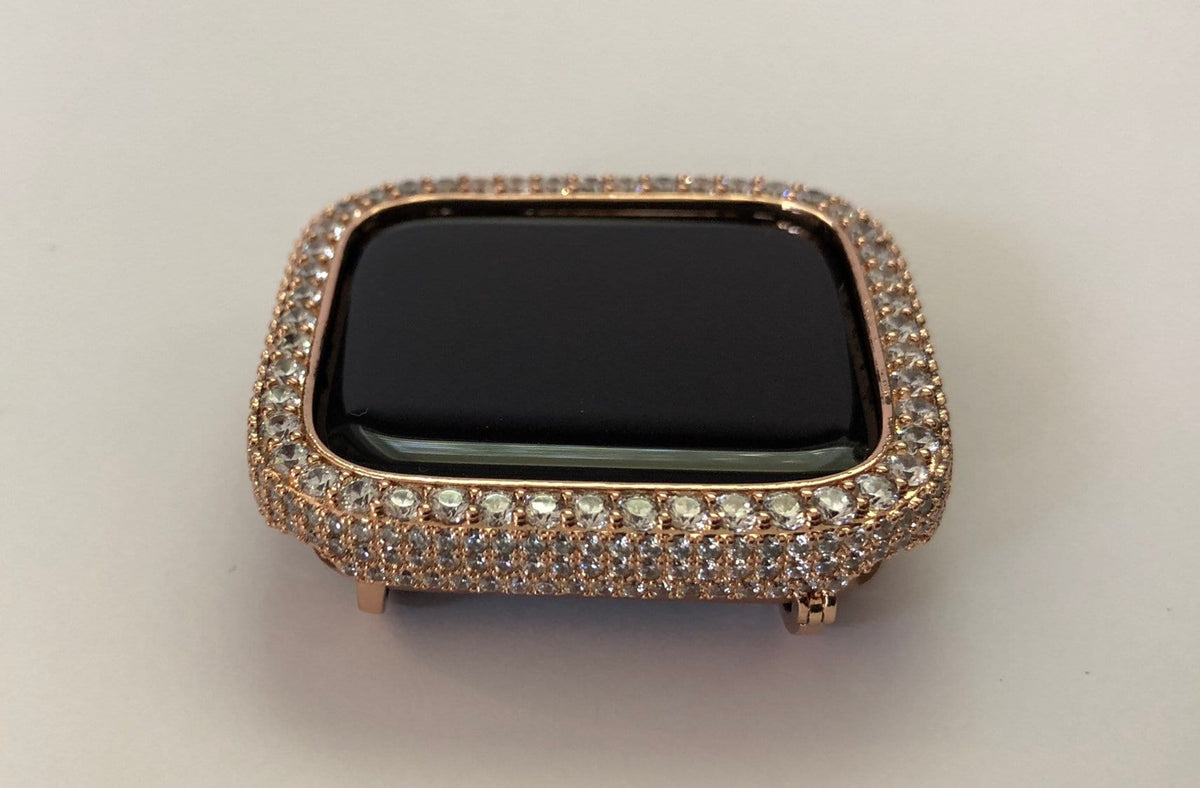 Apple Watch Cover Rose Gold Womens Lab Diamond Bezel Iphone Watch Case 38mm - 49mm Ultra Iwatch Cover Bling Series 10-11