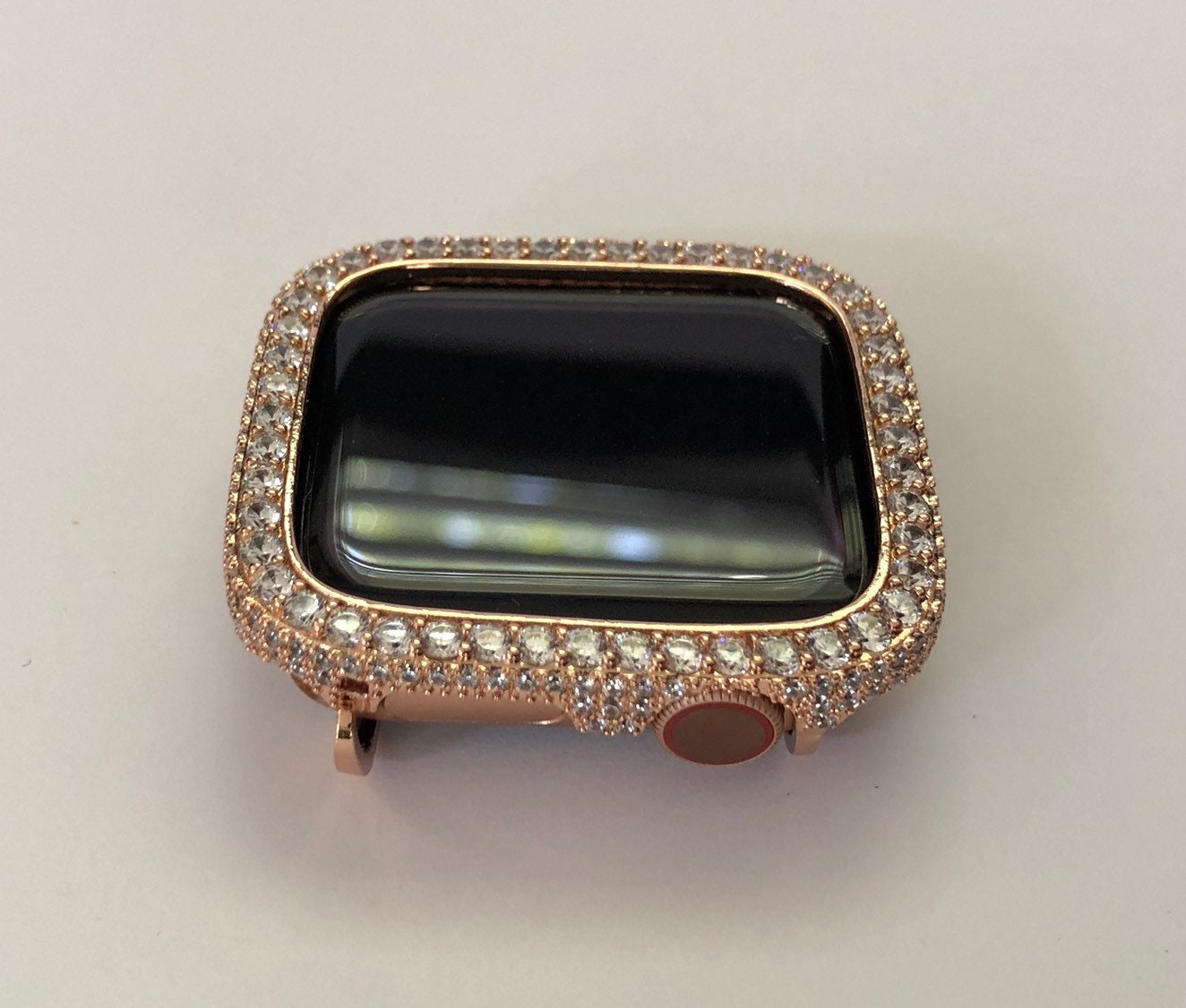 Series 1-8 Apple Watch Bezel Cover for Iwatch Band Bling with 2.5mm Lab Diamonds in Rose Gold Metal Case 38mm-49mm Ultra