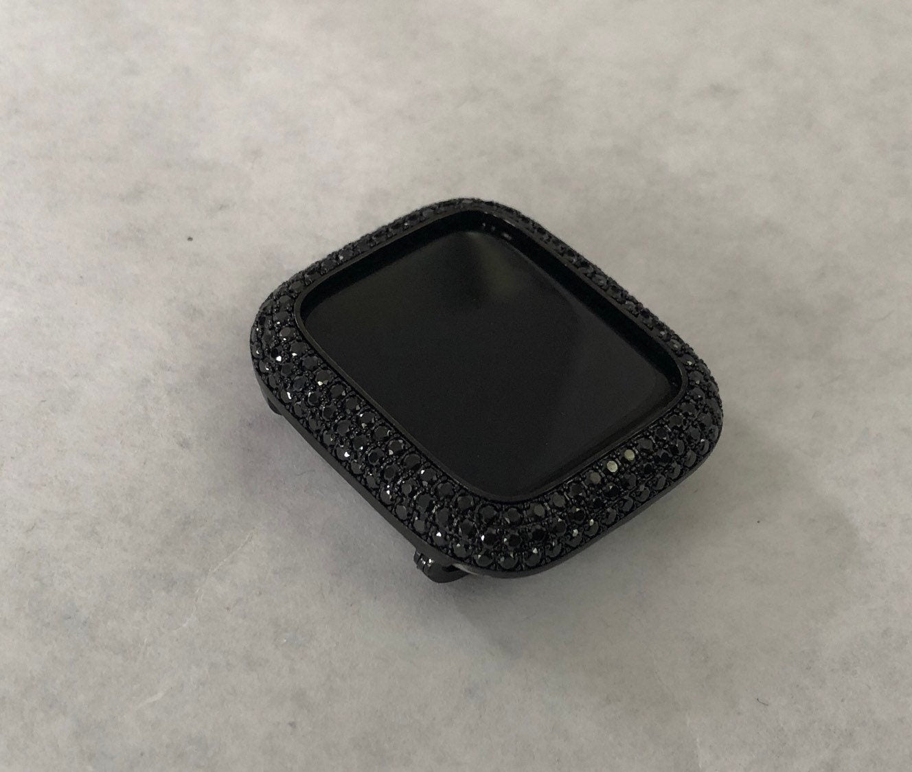 Series 2-10 Black on Black Apple Watch Cover Lab Diamond Bezel Case 38mm 40mm 41mm 42mm 44mm 45mm 46mm 49mm Apple Watch Cover Iwatch Candy
