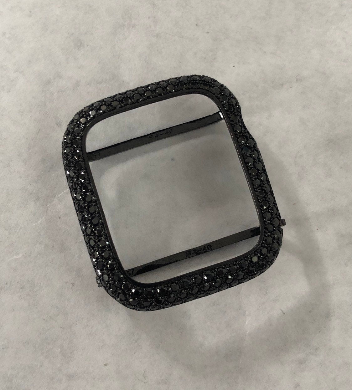 Designer Black on Black Apple Watch Case, Smartwatch Lab Diamond Bezel Apple Watch Cover 38mm-49mm Iwatch Candy Bling Iphone Watch Cover
