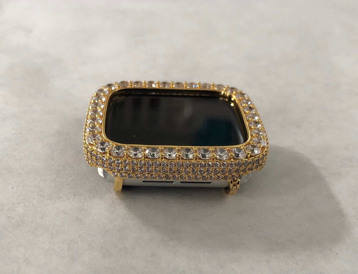 Series 1-8 Apple Watch Band Bezel Cover 41mm 45mm Gold 3.5mm Lab Diamond Case Bumper Smartwatch Bling 38mm-45mm